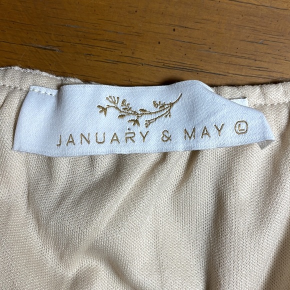 JANUARY & MAY Cotton Tiered Skirt Maxi Dress CREAM-BUFF / LARGE - Picture 11 of 13